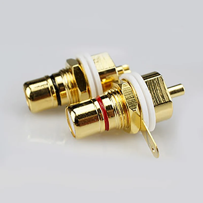 1 par amp de alta fidelidade cobre puro banhado a ouro rca fêmea soquete chassi rca cmc conector fêmea plugue do terminal áudio cobre