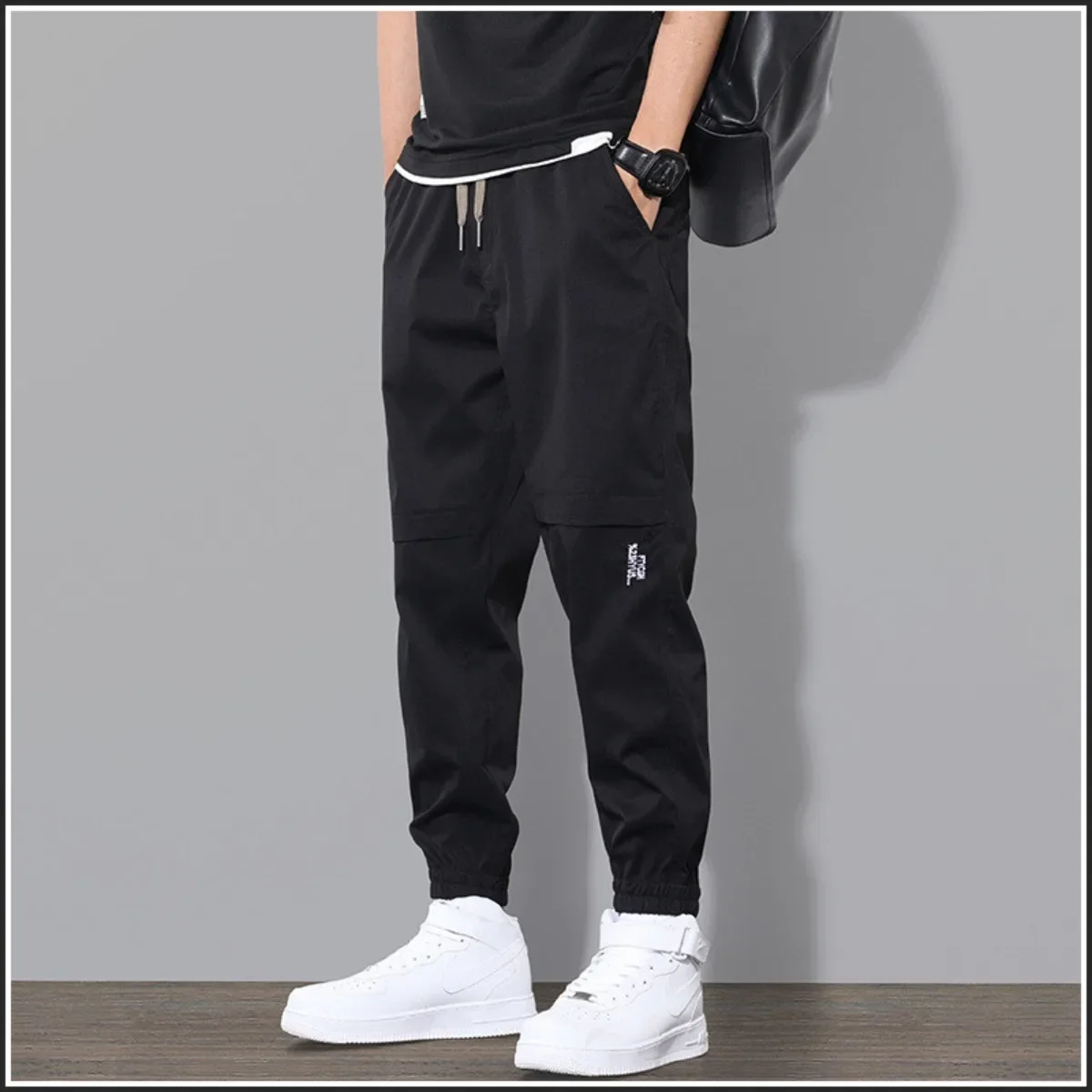 

Men's New Beach Pants Joggers Streetwear Minimalist Sweatpants Casual Pants Loose Summer Solid Color Long Daily Drawstring