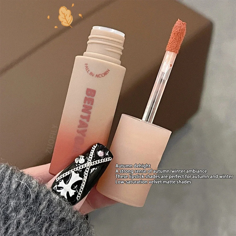 Nude Red Brown Stain Lip Gloss Waterproof Long-lasting Easy To Wear Velvet Lip Mud Autumn/Winter Ambience Korean Makeup Lip Tint