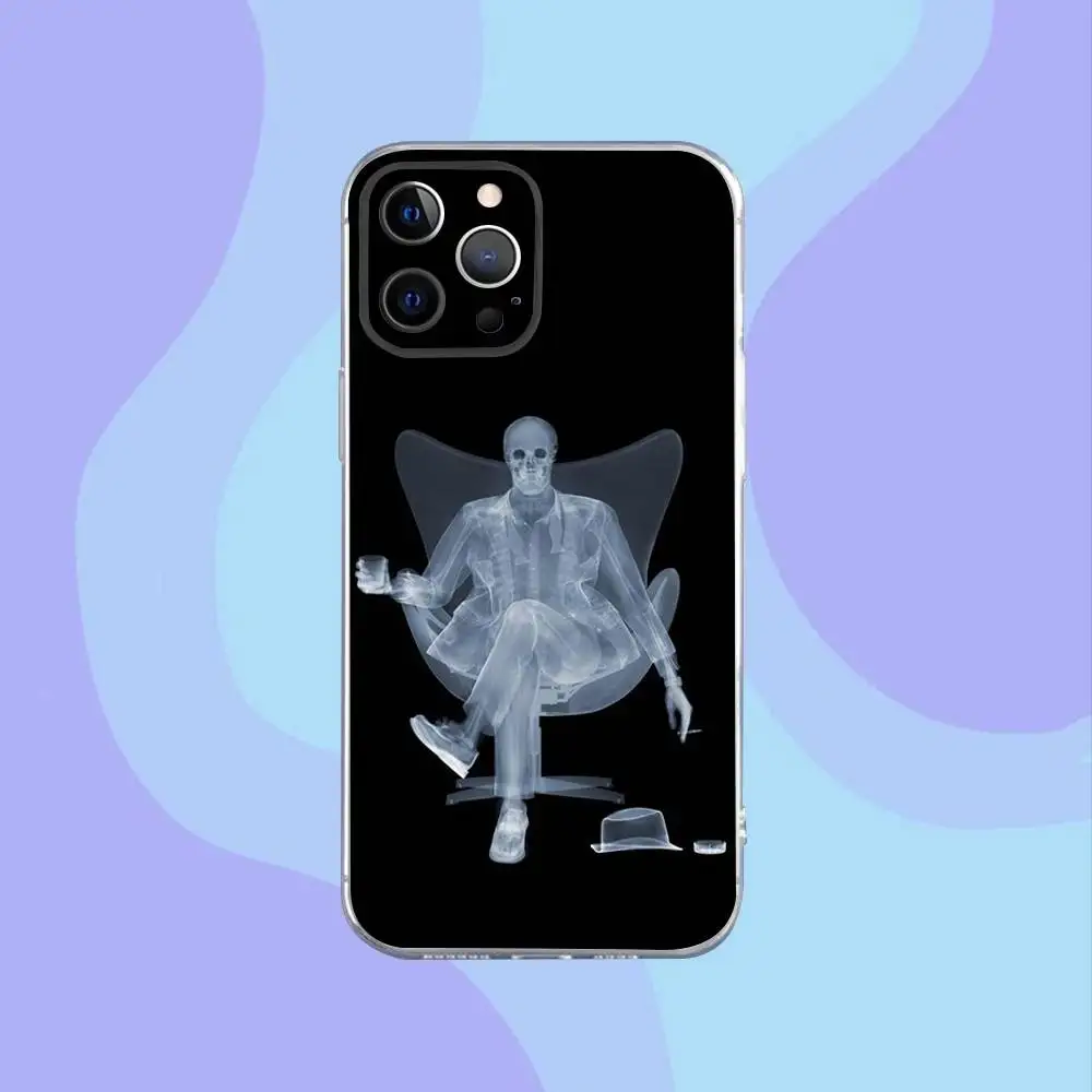 حافظة هاتف X-RAY هيكل عظمي شعاعي لهاتف آيفون 16,15,14,13,12,11 Pro,Max,Plus,X,XS,XR,SE,سيليكون شفاف صغير ناعم