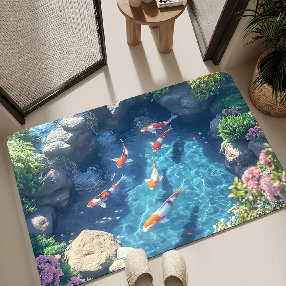 3D Visual Water Absorbing And Anti Slip Foot Pad Door Mat Entrance Vortex Illusion Floor Mat Bottomless Hole Bathroom Mat