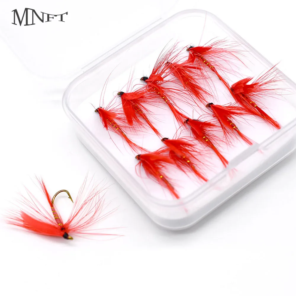 MNFT 10PCS Bait Fly Fishing For Trout Salmon Mayfly Lure Realistic Shape Red