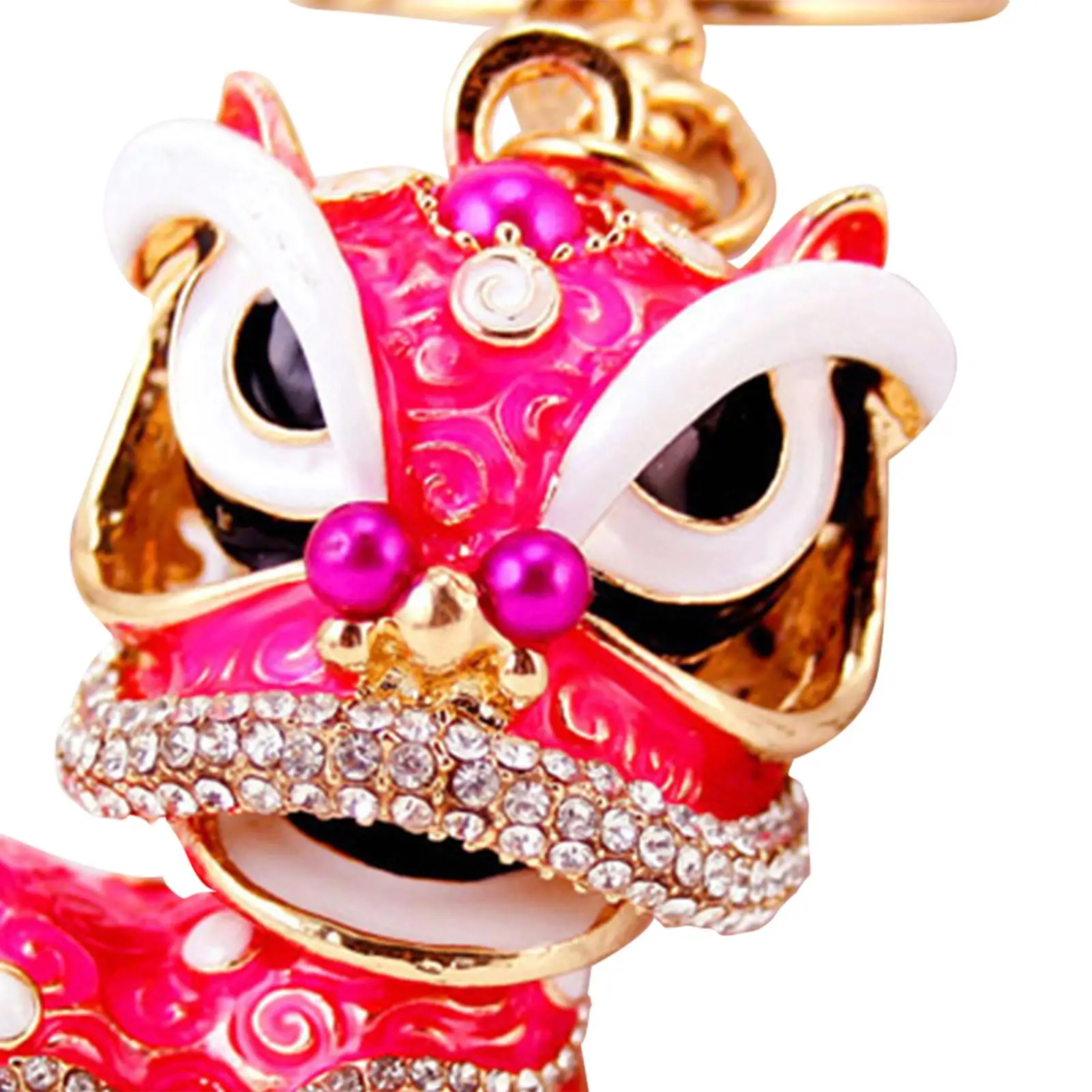 Lion Dance Keychain Plush Pendant Zinc Alloy Bag Toy Key Chains Cute Accessories for Backpack Purse Gift
