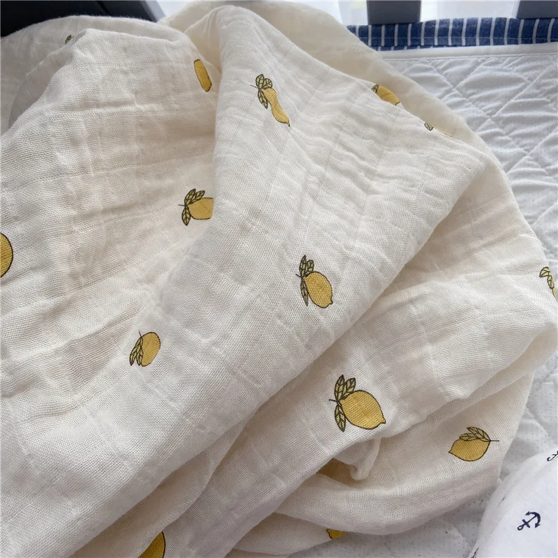 Cherry Lemon Printed Muslin Baby Newborn Swaddle Blanket for Newborns Infant Cotton Gauze Blankets Wrap Cover Baby Shower Gift