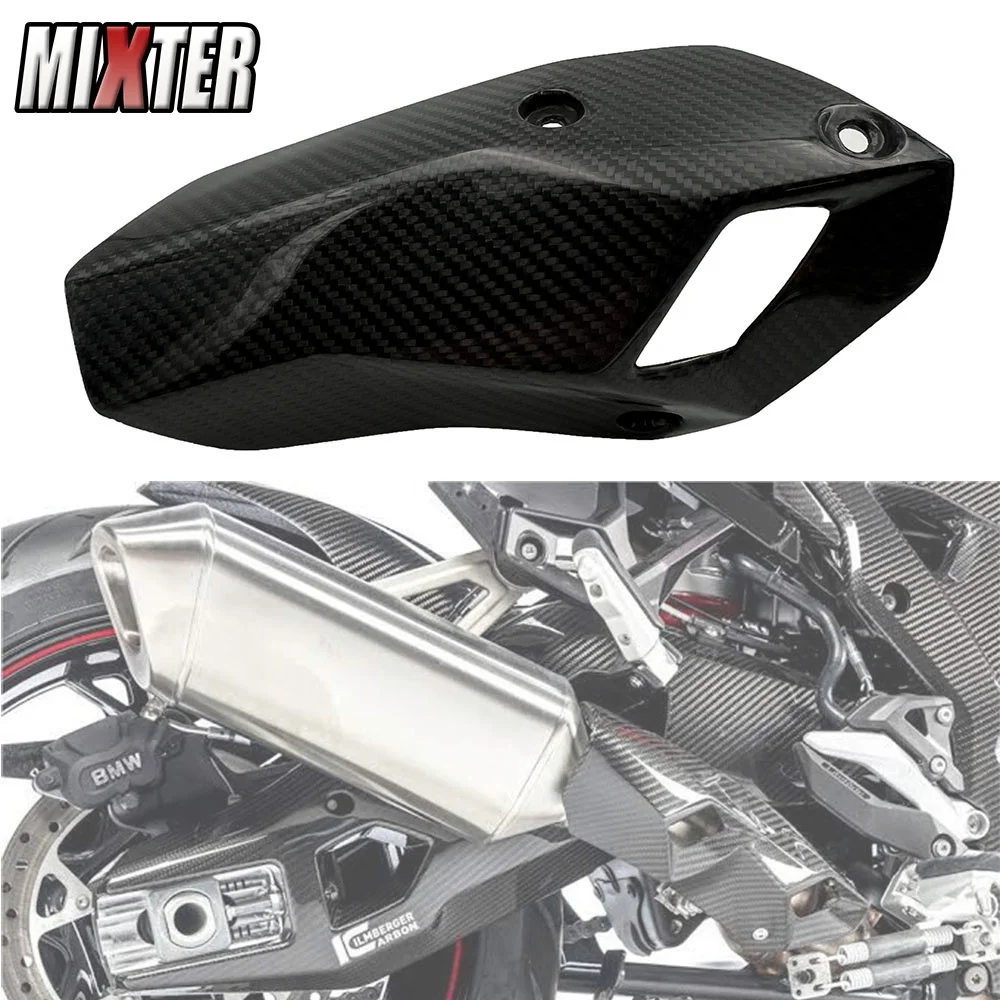 Motorcycle Real Carbon Fiber Exhaust System Mid Link Pipe Heat Shield Cover Guard Anti-Scalding Shell For BMW S100XR 2020-2023