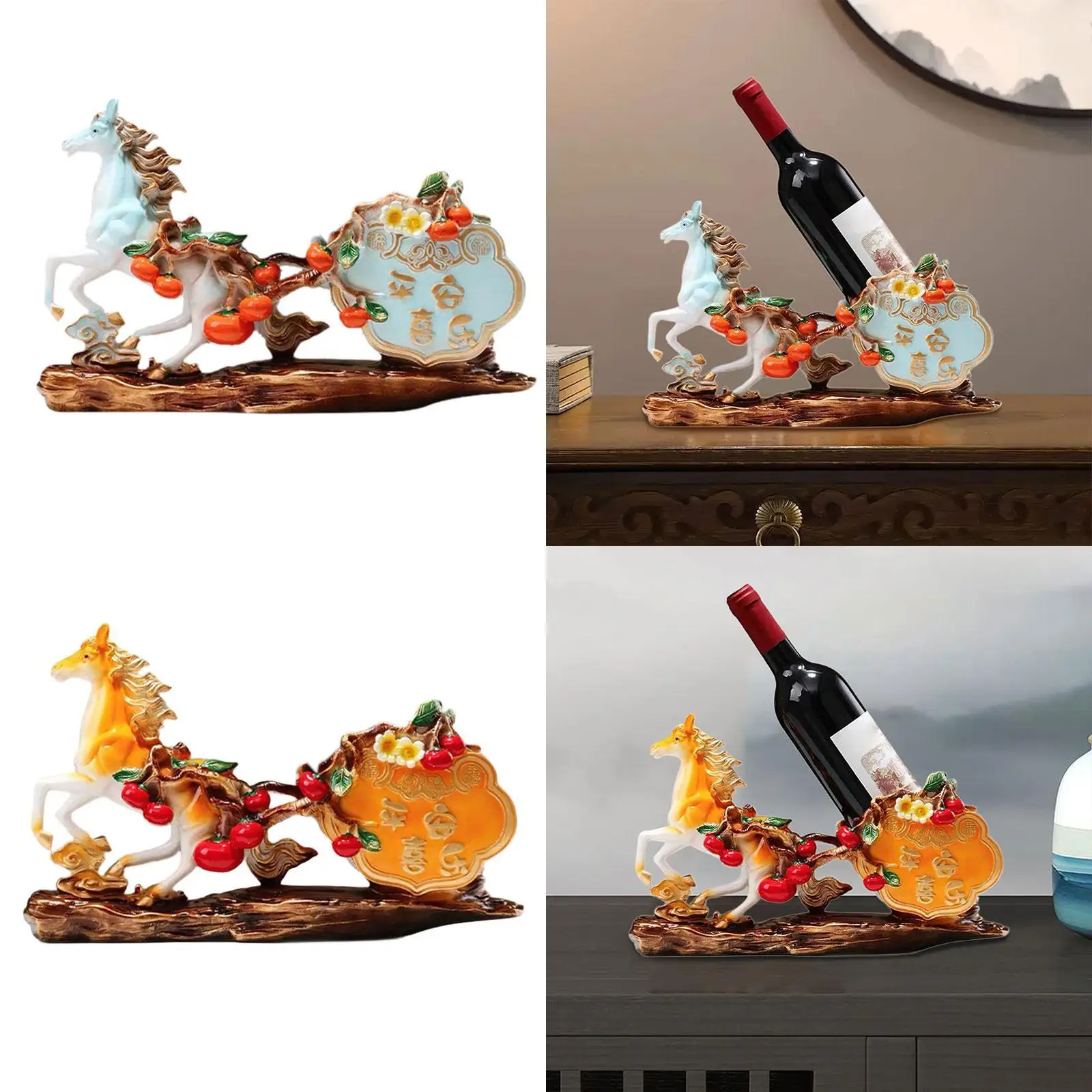 

Horse Wine Bottle Holder Decorative Tabletop Wine Rack Horse Sculpture Wine Display for Bar Countertop Party