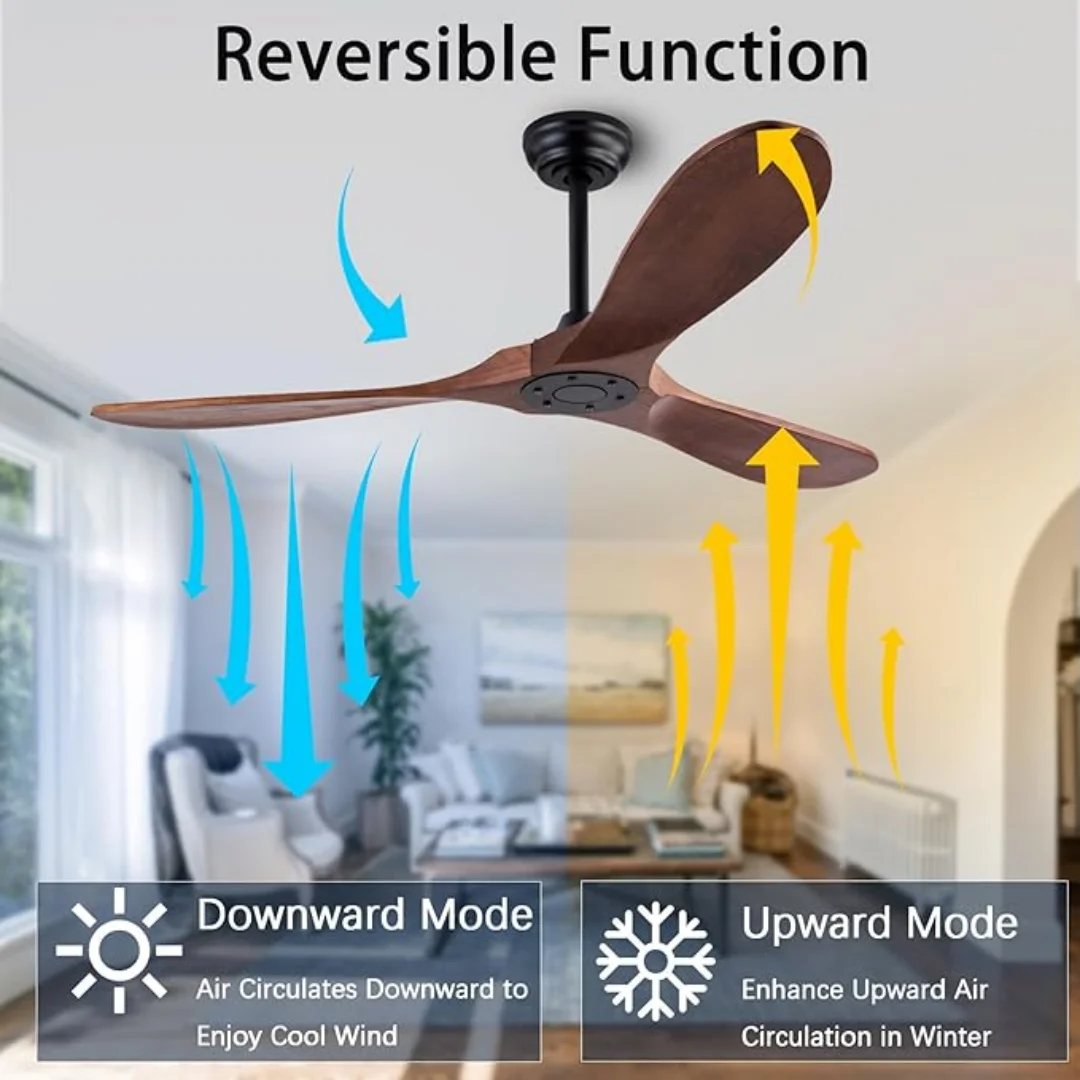 60 Inch Large Ceiling Fan With Remote Control DC Motor Reverse Wood Blades Fans Lighting High Quanlity Design Wooden Fans Light