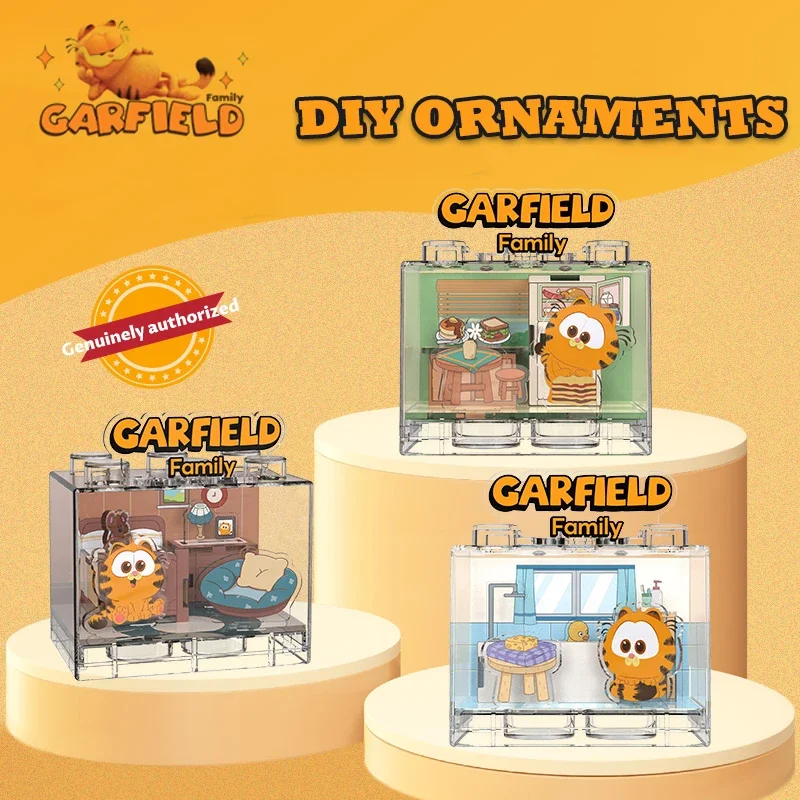 

1/6 Pcs DISNEY Garfield Family Acrylic DIY Scene Box 3 Styles Acrylic DIY Ornaments Peripheral Toys Puzzle Kawaii Toys Kid Gifts