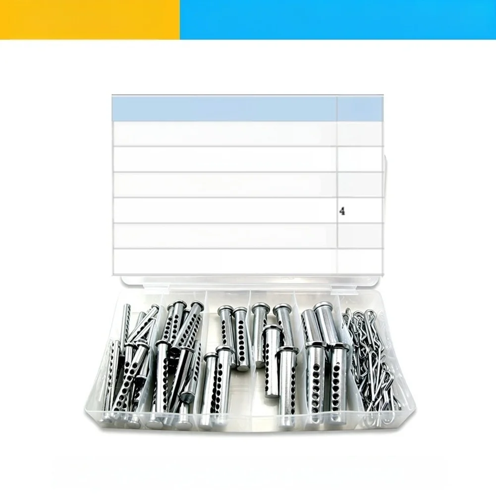 74pcs Galvanized Iron Cotter Pin Kit 37 Sets 8 Hole R Type Pins For Agricultural Machinery Trailer Garden Equipment Hardware