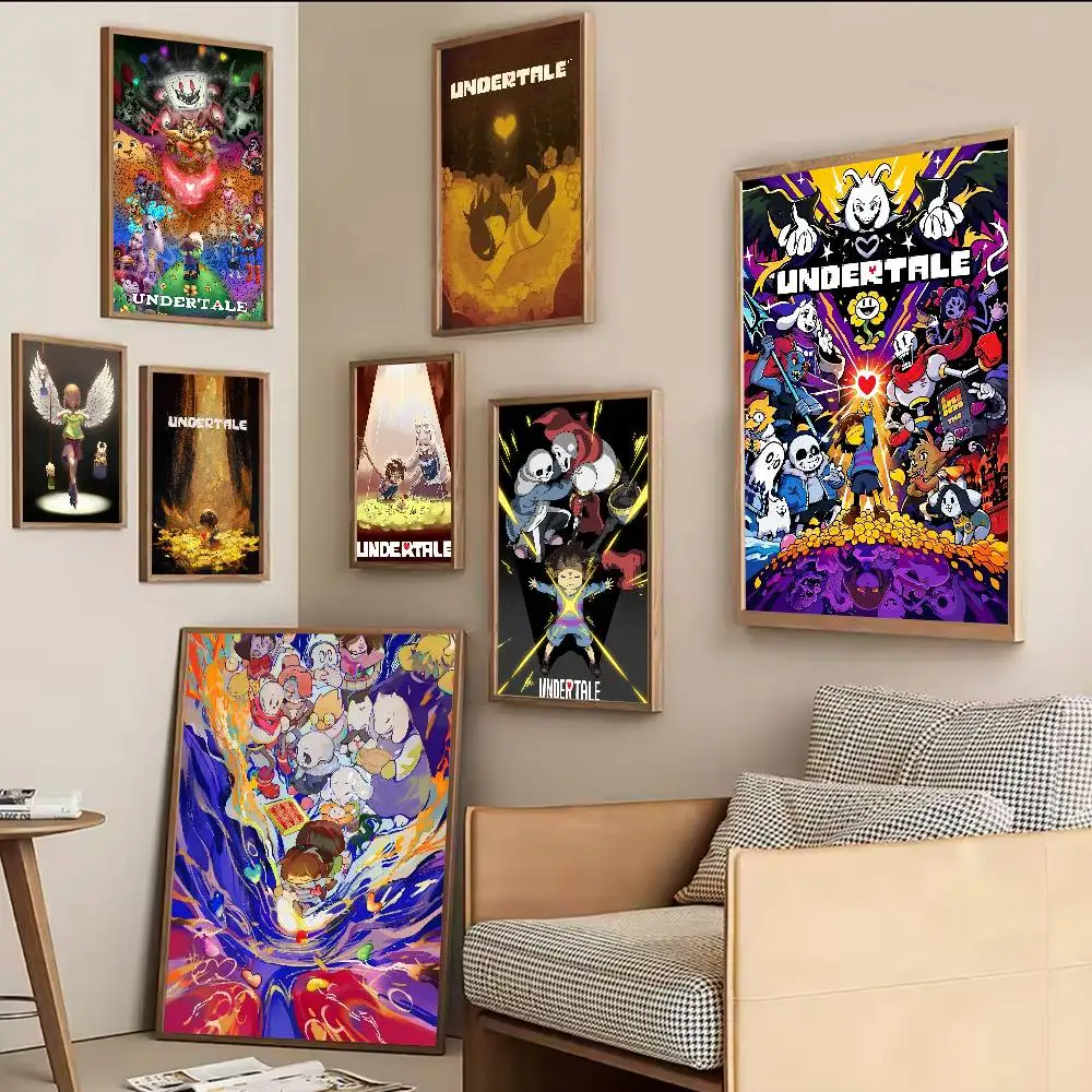 Hot Video Game U-Undertale  Classic Vintage Posters Decoracion Painting Wall Art White Kraft Paper Kawaii Room Decor