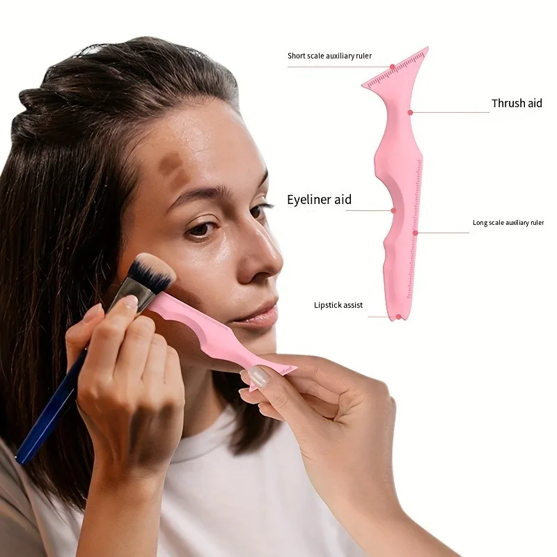 Kit de maquiagem para olhos de 4 peças - Escova de nariz, removedor de cravo, pente de cílios e régua de silicone para rímel/delineador
