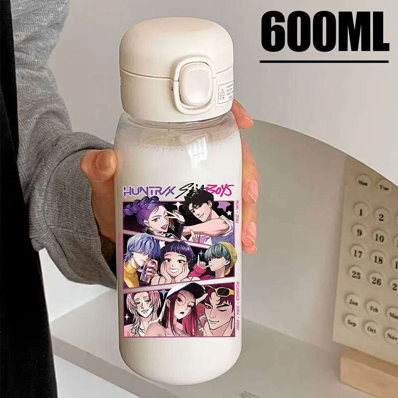 ل KPop شيطان الصيادين 400/600 مللي الأطفال الكرتون كوب بلاستك أنيمي HUNTR/X شفافة القش زجاجة ماء الهدايا الطرفية
