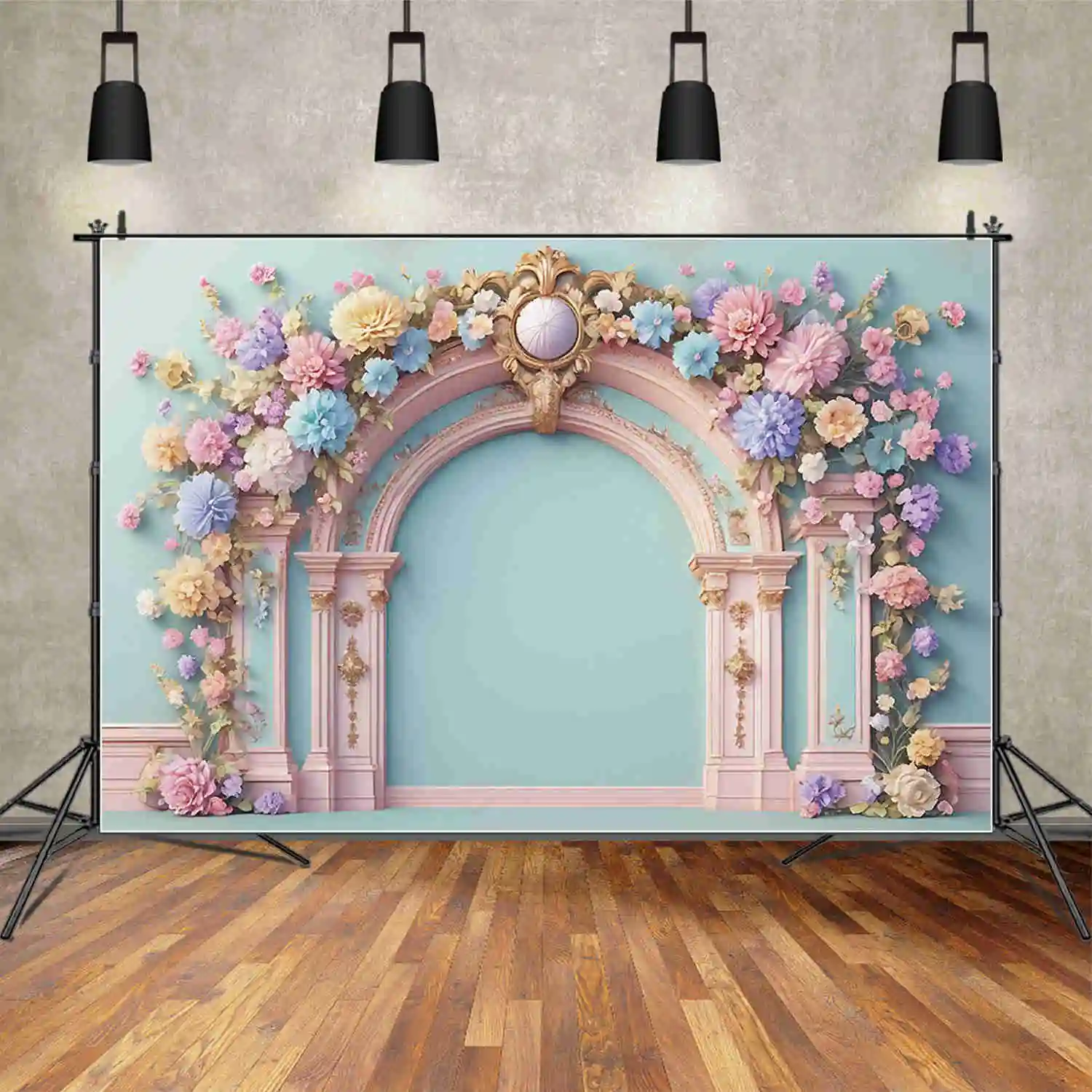 MOON.QG  Floral Flowers Arch Backdrop for Photography Wedding Birthday Party Studio Background for Photoshoot Custom Back Drop