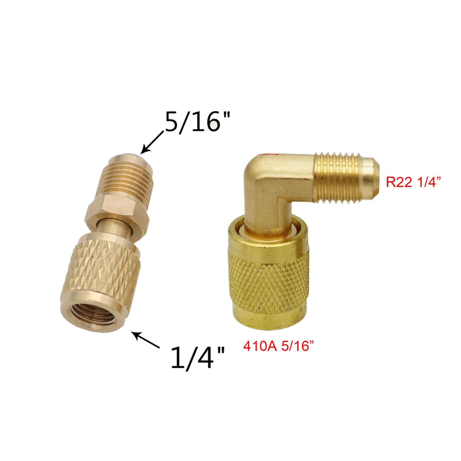 

Brass Quick Couplings for Vacuum Pump 2 Pieces 5/16 SAE to 1/4 SAE R410a Air Conditioner Adapter Set