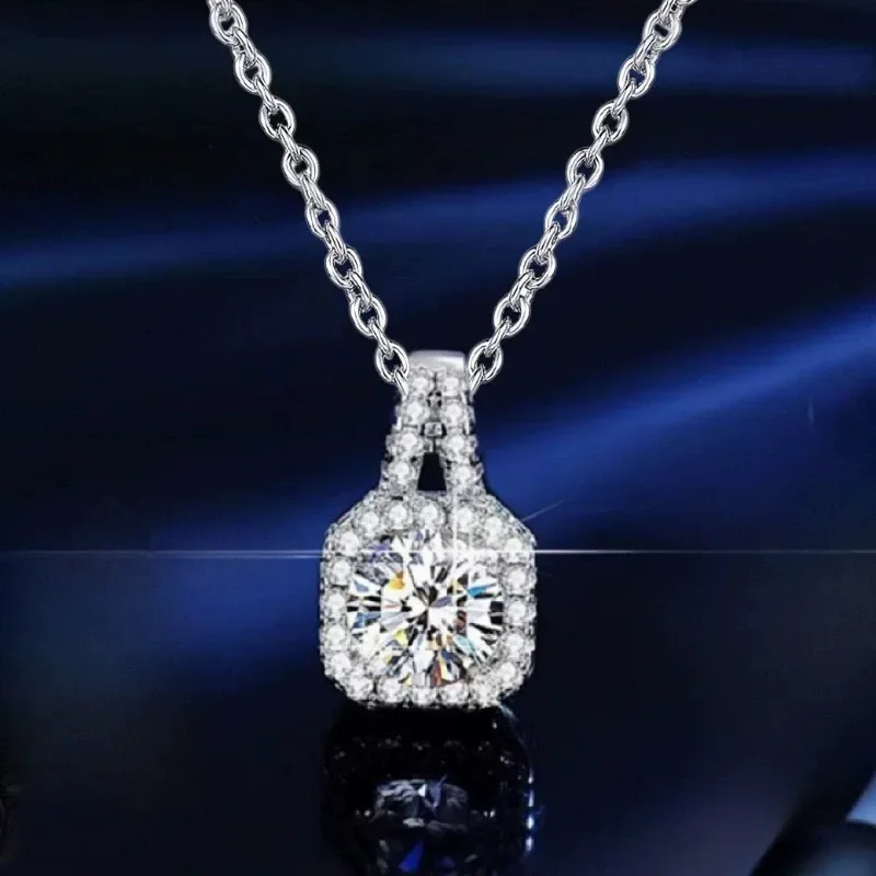 Простое женское кольцо с имитацией бриллианта, квадратный кулон-гвоздик, комплект из трех частей ожерелья из квадратного бриллианта из титановой стали