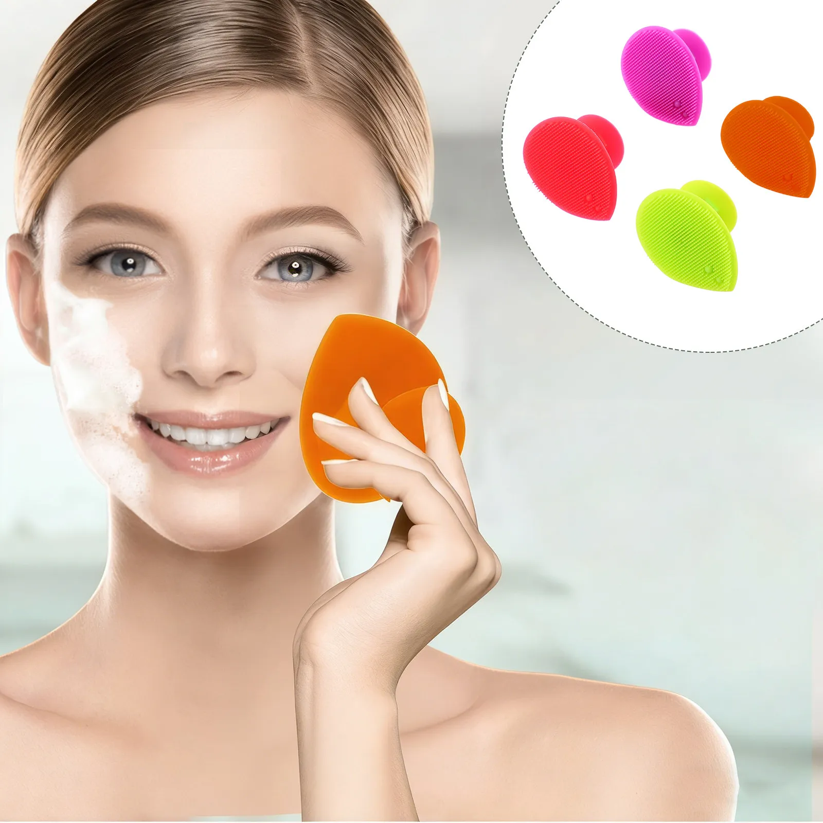 Juego de 4 Cepillos Faciales de Silicona, Exfoliante Facial Suave para Limpieza Profunda, para Uso Diario, Piel Sensible, Masaje Corporal, Viajes