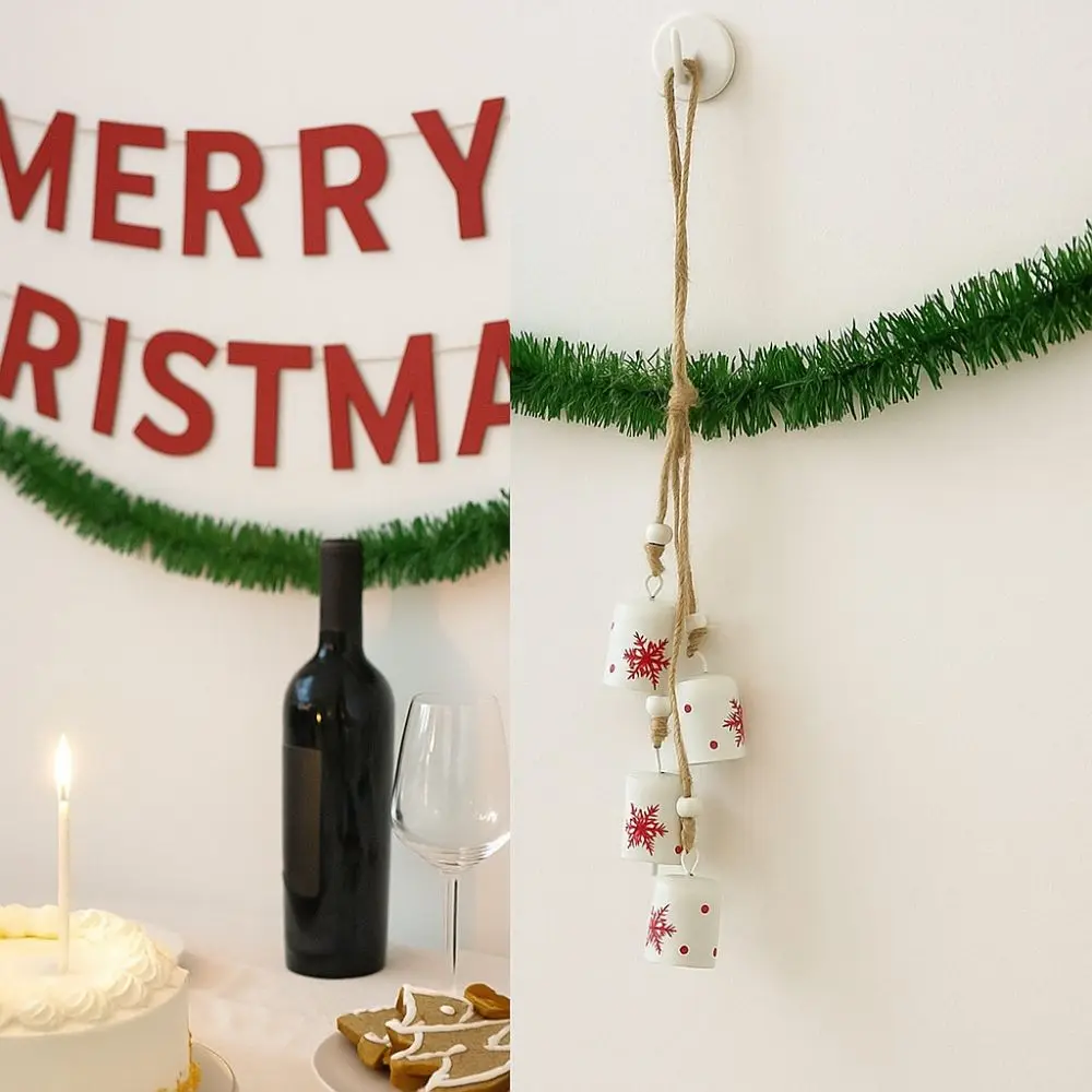 خمر شجرة عيد الميلاد أجراس سلسلة DIY سحر الحديد الفن جدار شنقا أجراس ندفة الثلج الإبداعية أجراس قلادة عيد الميلاد الديكور #2