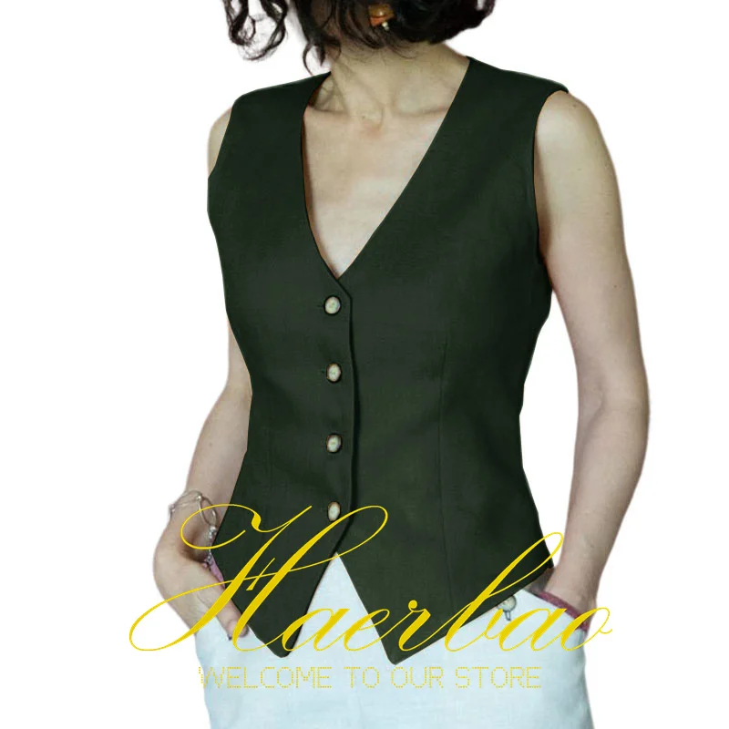 Women\'s Vest V Neck Sleeveless Jacket Formal Office Work Wear Various Colors Customized Waistcoat