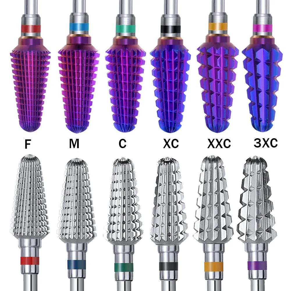 New 5 in 1 Nail Drill Bits Purple Tungsten 3/32\