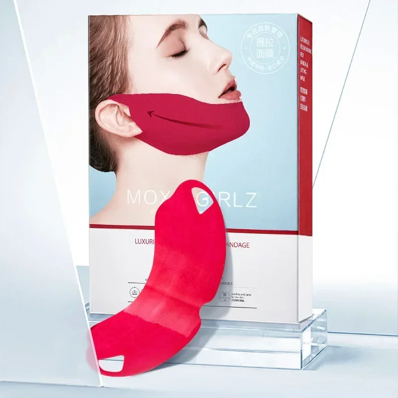 

Mousse Girl Luxury Pet Rejuvenating Red Bandage Lifting Mask Box Hydrating Moisturizing Lifting Firming V Face Mask Generation