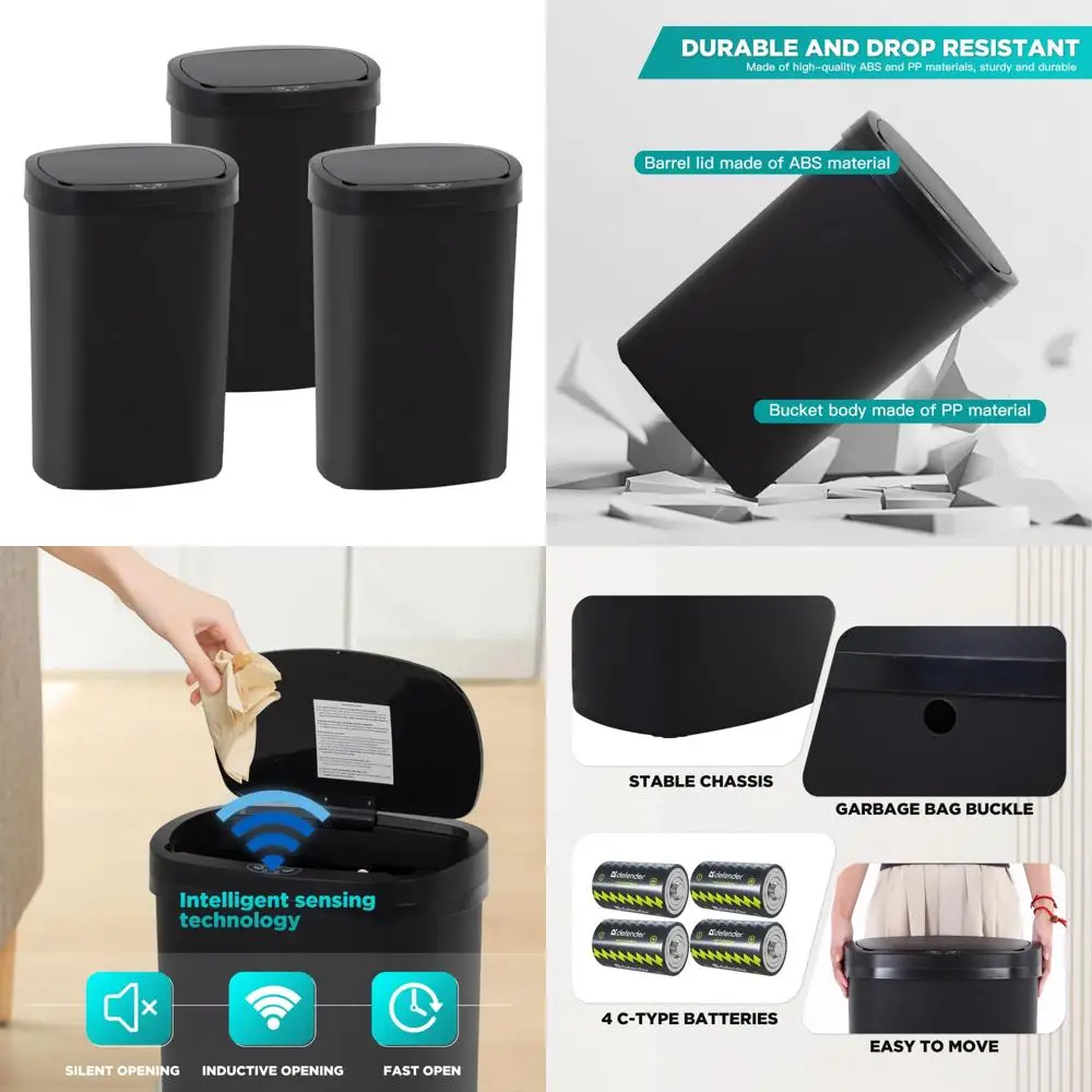 

Automatic Touch-Free 13 Gallon High-Capacity Kitchen Trash Can with Motion Sensor Lid for Easy Garbage Disposal
