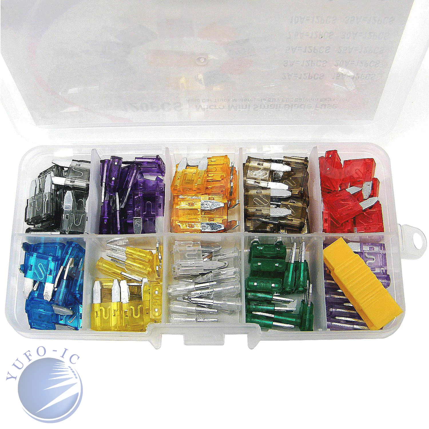 10Vlaue * 12 قطعة = 120 قطعة مايكرو صغيرة شفرة صغيرة فيوز عدة صندوق 2A 3A 5A 7.5A 10A 15A 20A 25A 30A 35A السيارات سيارة شاحنة دراجة نارية الصمامات