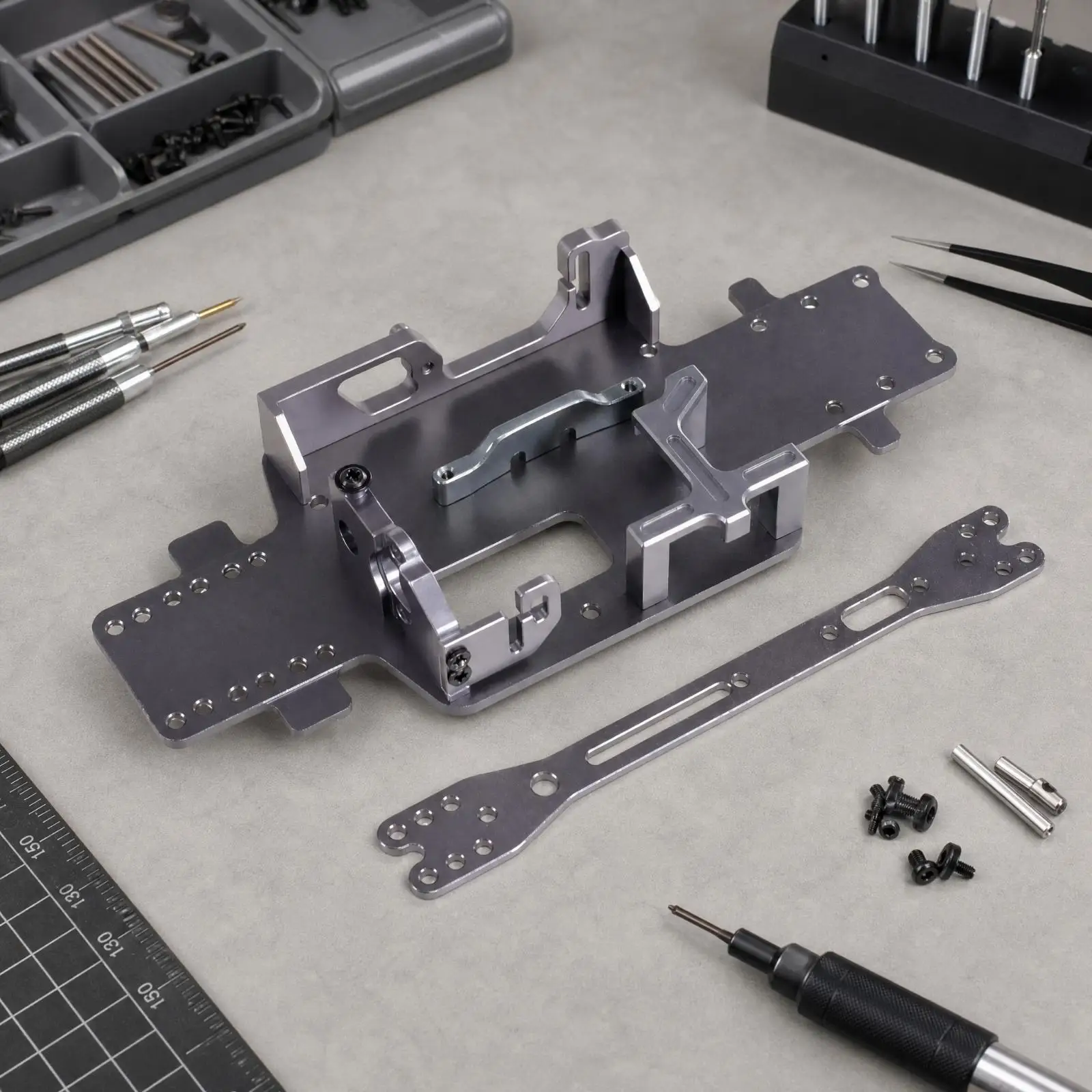 RC Car Upgrade Part Anodized 1/28 RC Car Aluminum Chassis Rigid