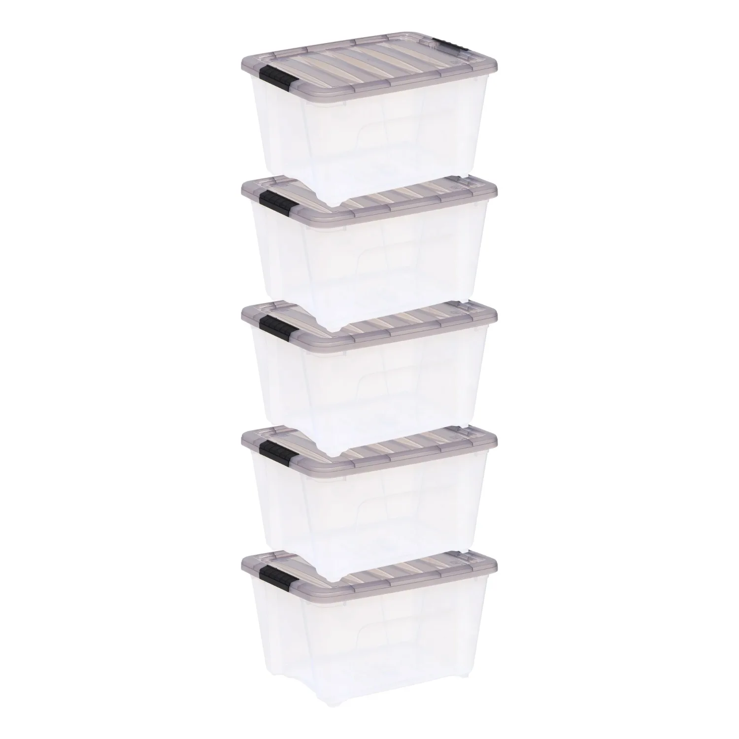 32Qt. (8 gal.) Clear Latch Box, Stackable Plastic Storage Bins with Lids, Set of 5