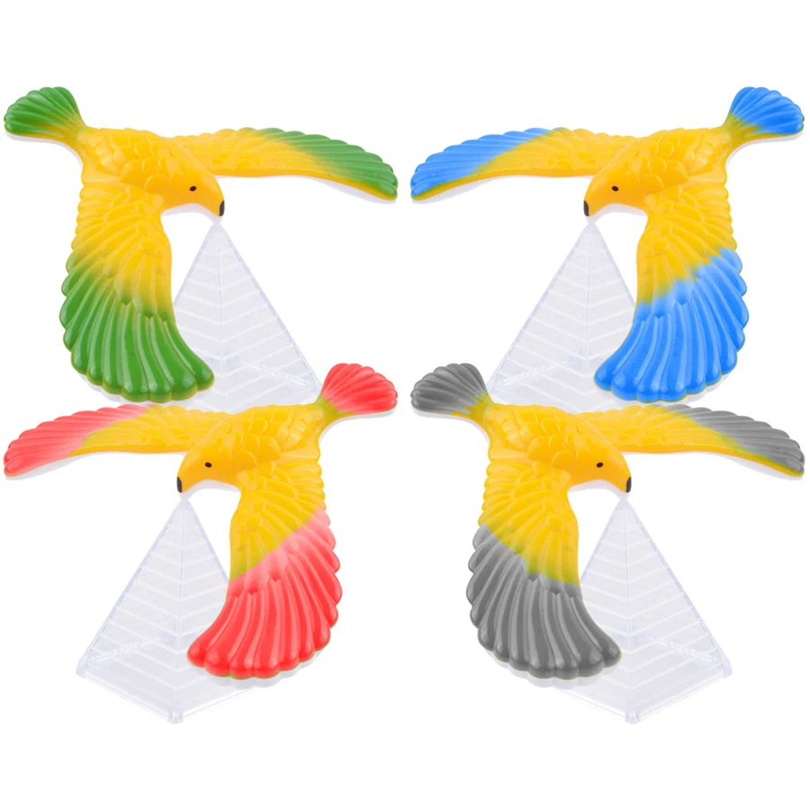 4pcs Magic Anti-Gravity Balancing Eagle with Pyramid Stands, Novelty Finger Balance Bird, Creative Funny Desktop Ornaments Home