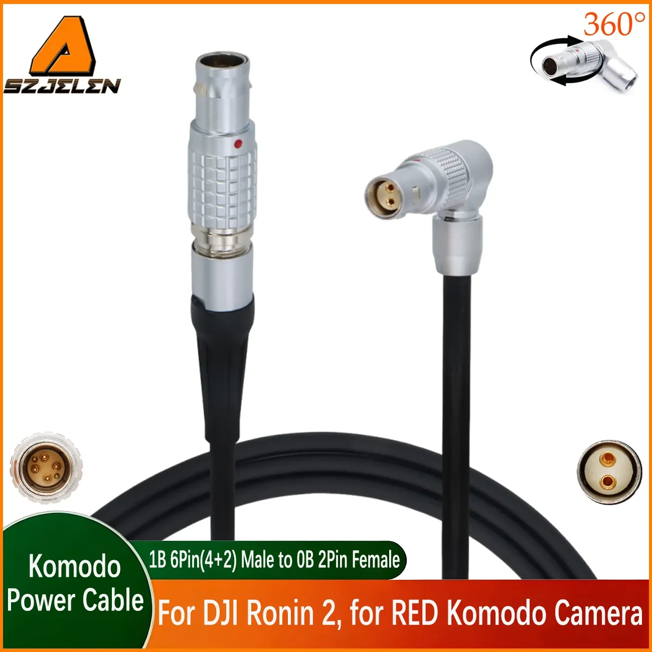 New Arriving 1B 6Pin(4+2) Male to 0B 2Pin Female Power Cable For DJI Ronin 2,RED Komodo Camera
