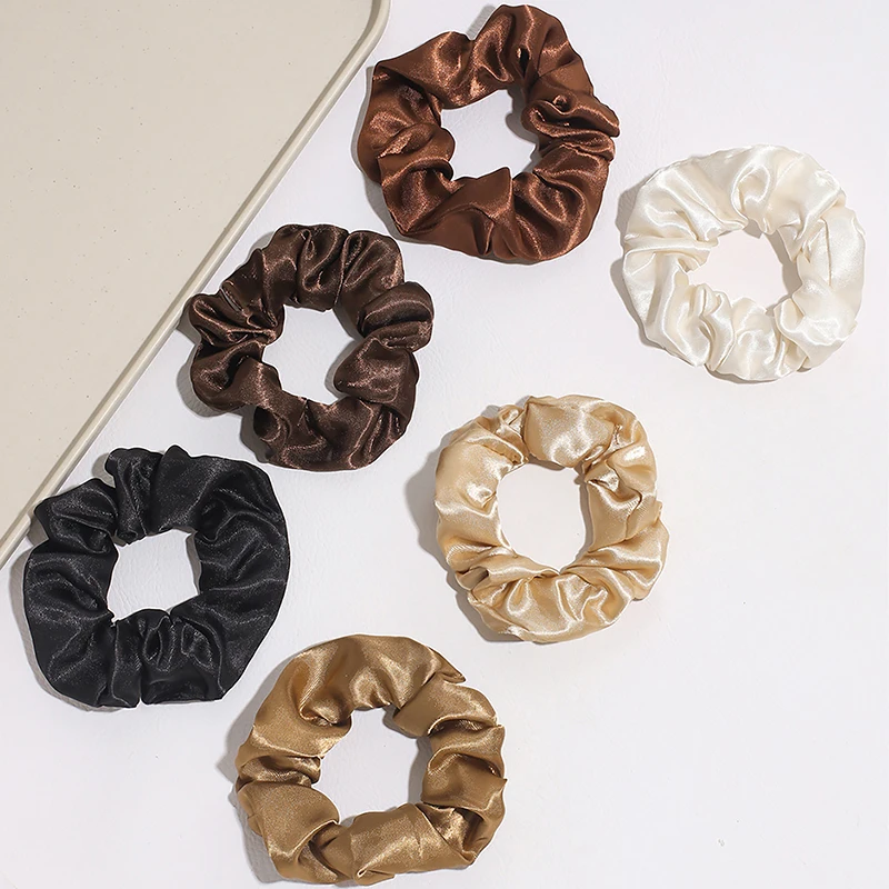 Scrunchies grandes de cetim para mulheres, elásticos, laços de cabelo elásticos, simples, cor pura, laço de cabelo para meninas, 1pc