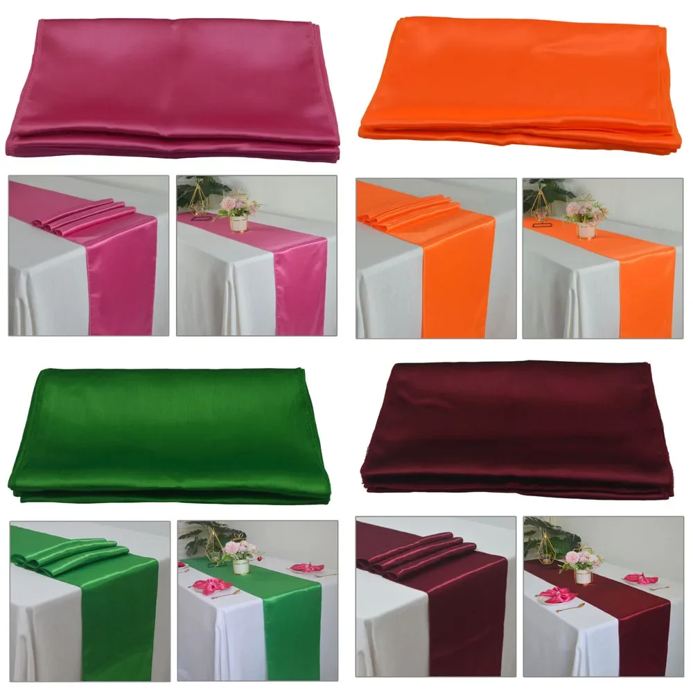 

12 Pack Satin Table Runner 12x108 Inch For Party Wedding Banquet Decoration Bright and Smooth Fabric Restaurant Table Runners