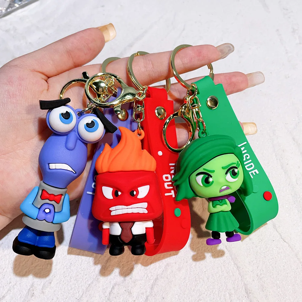 Desenhos animados Inside Out Keychain Pingente, Criativo PVC Character Keyring, Saco Chaveiro, Crianças Jóias Brinquedo Presente para Amigos, Novo