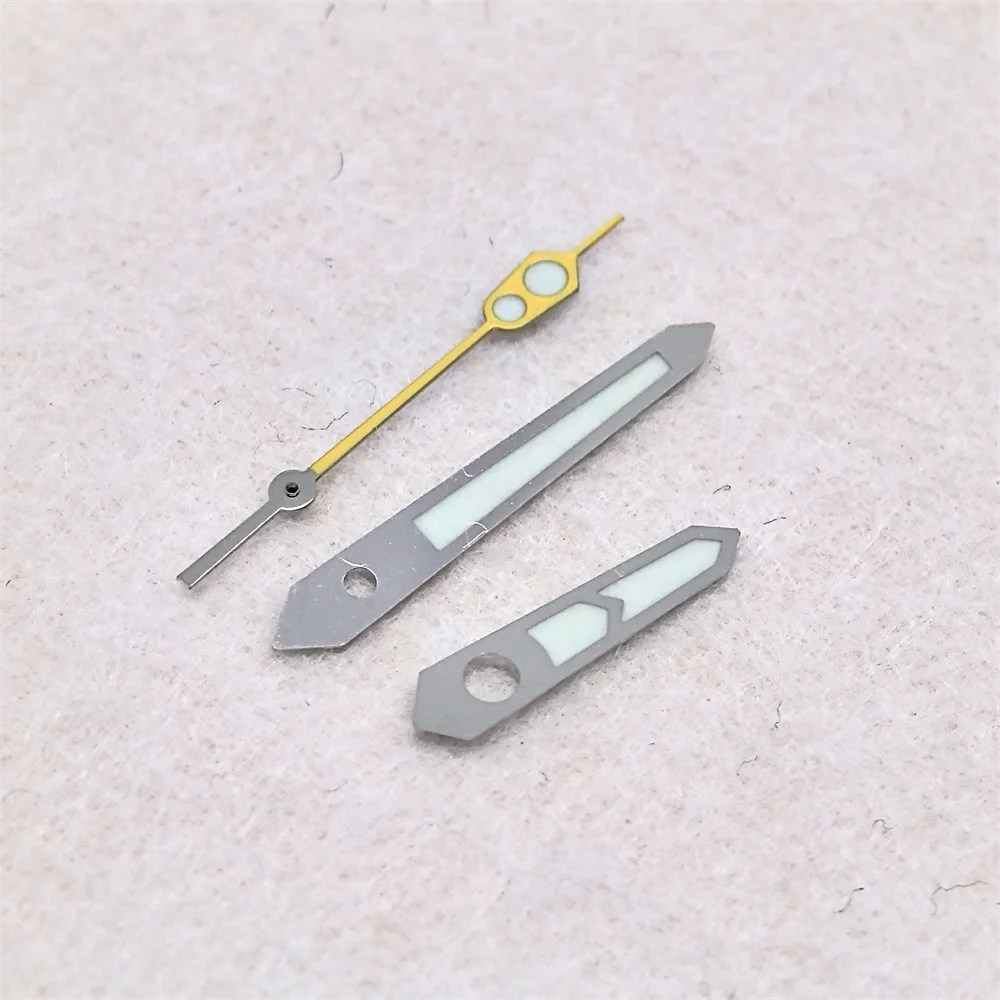 أيدي NH35 مضيئة باللون الأخضر لسلسلة ساعات الغوص يوان زو أجزاء اليد الثانية الصفراء لساعة آلة تعليب حركات NH36