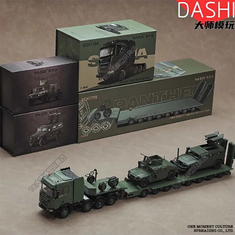 MASSDI Diecast 1:64 skala R650 Przyczepa Płaska Liberate The CA30 Ciężarówka Model Samochodu ze Stopu Metali Kolekcja Zabawek dla Chłopców