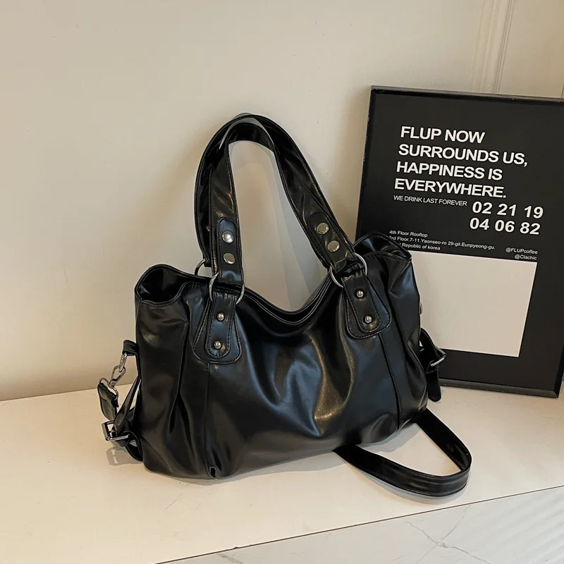 Retro Oil Wax Faux Leather Tote Bag Large Capacity Handbag Shoulder Bag  Adjustable Strap Crossbody Bags Satchel Purse for Daily view 2