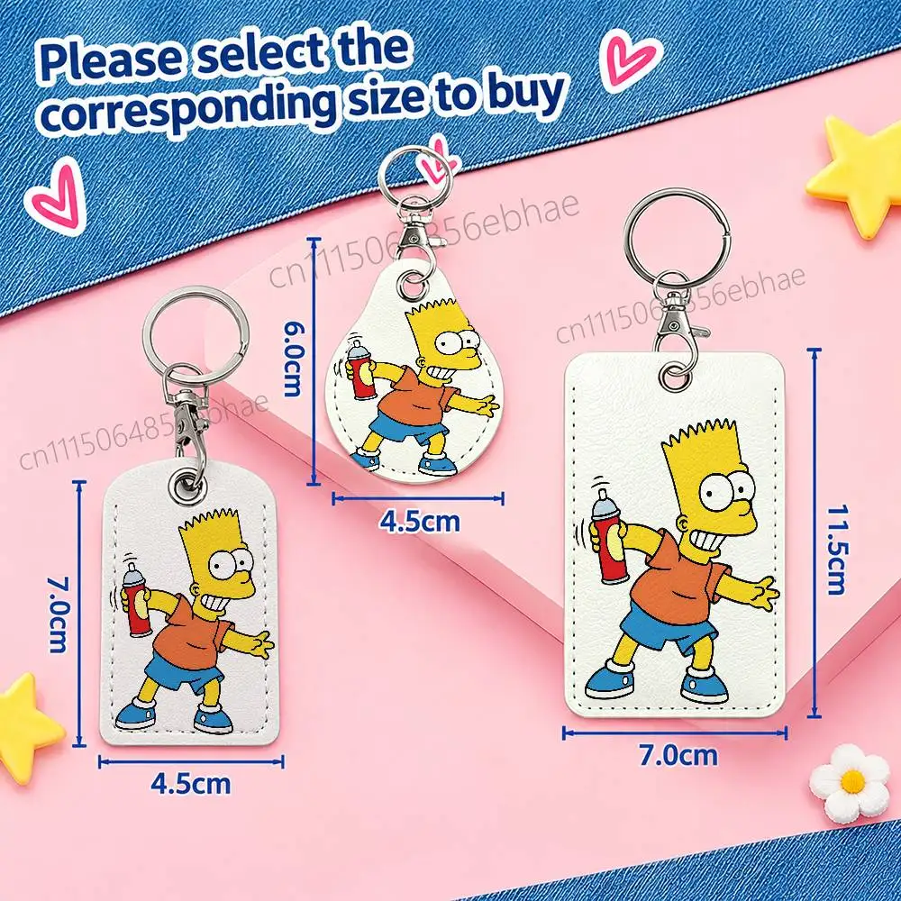 FOR The Simpsons Keychain Card Holder Leather Keeps ID Cash Keys Cards Ready for Work School Travel Daily Errands