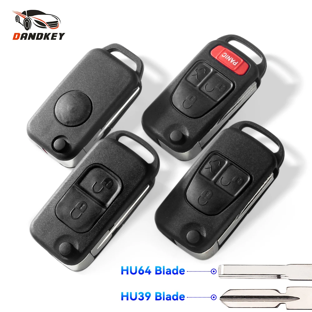 Dandkey Key Shell For Mercedes Benz ML C CL S SL SEL Uncut Blank Blade Auto Car Key Case Fob 1/2/3/4 Button Flip Fold for Benz