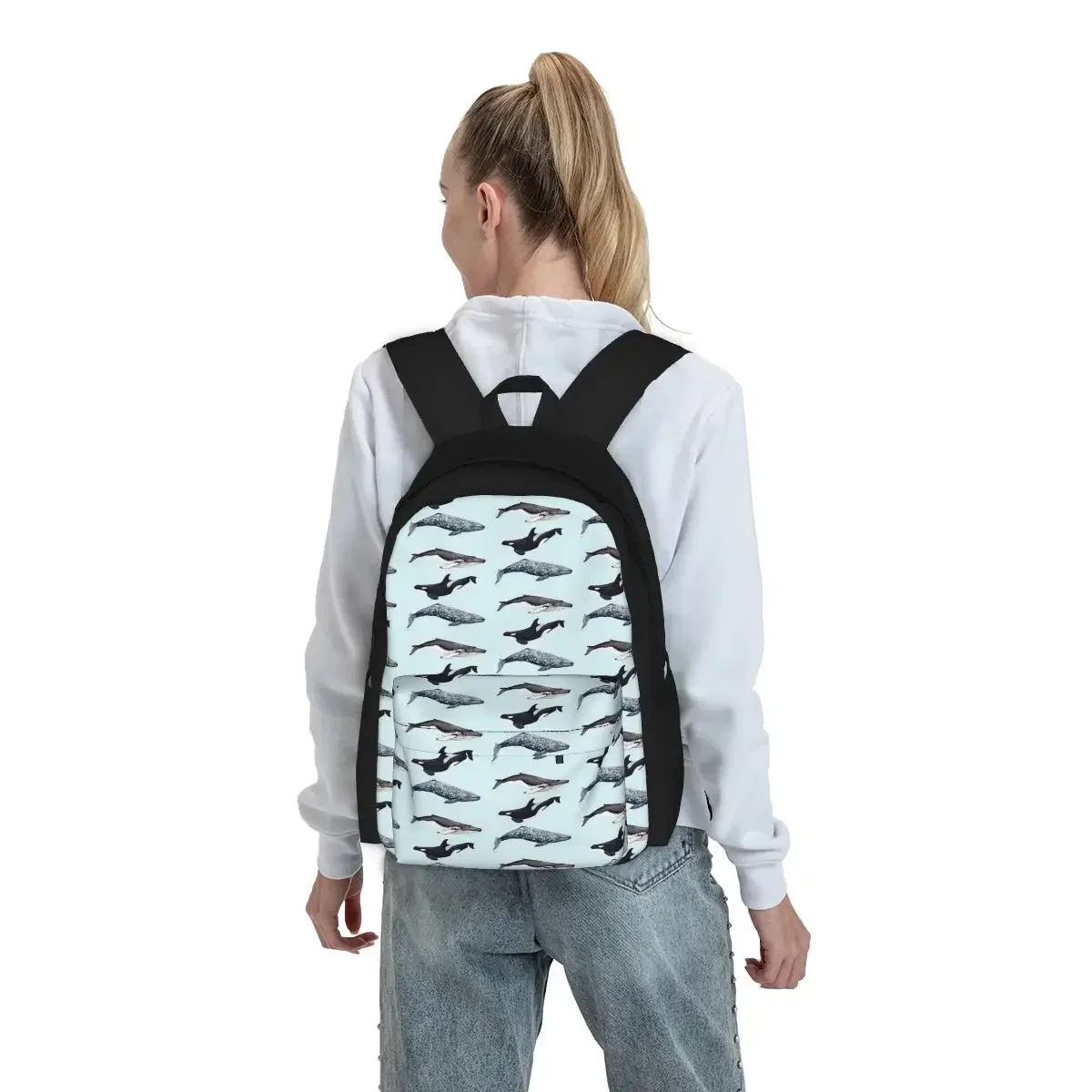 Orca, Humpback And Grey Whale Backpacks Boy Girl Bookbag Children School Bags Cartoon Kids Rucksack Travel Rucksack Shoulder Bag