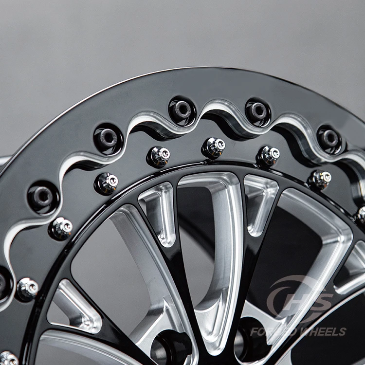 15X10 17X10 18X11 Custom 1-Piece Forged Rims Gloss Black Milled Beadlock Wheels for Chevy    Drag Racing F150