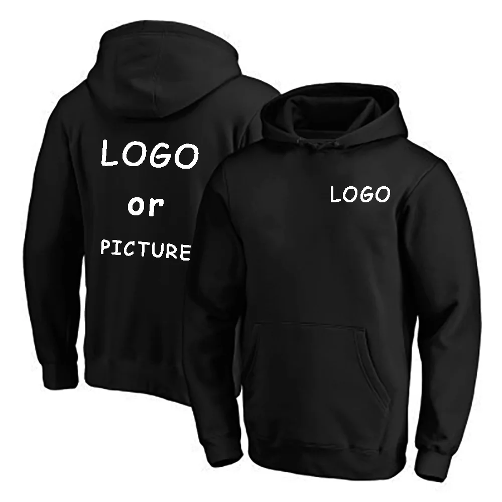 Custom Logo Hoodies Men Women Casual Solid Color
