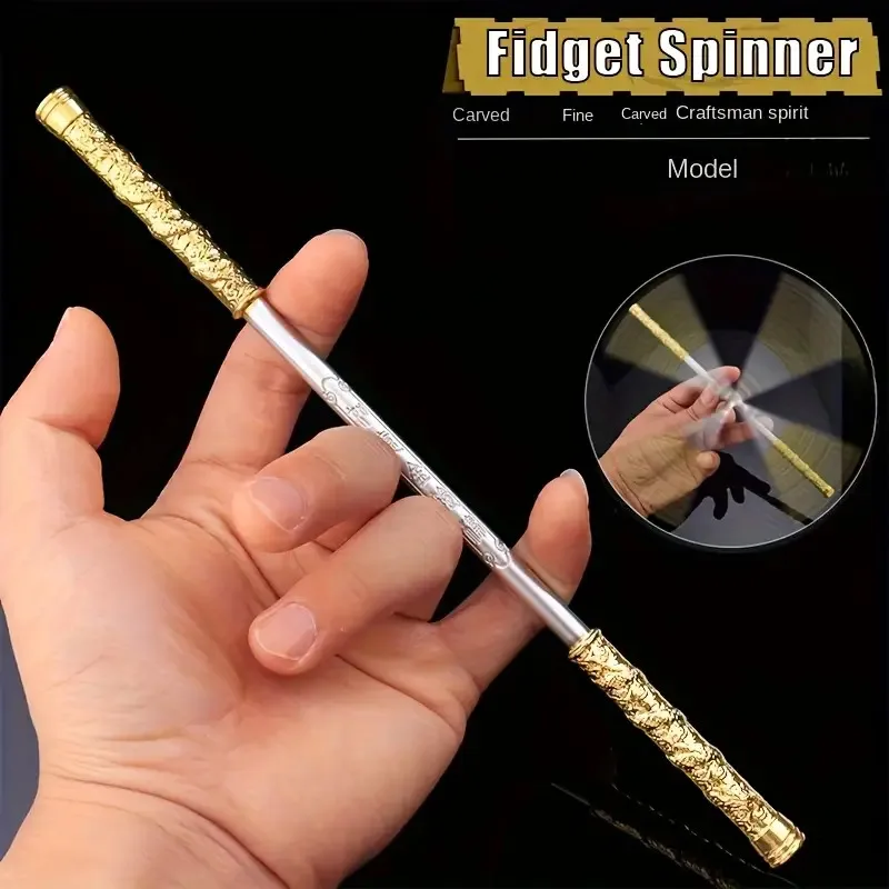 Handgefertigter Metall-Affenkönig-Ring mit goldenem Knuppel, Fidget Spinner, Desktop-Ornament, Finger-Trainingsgerät, langlebiges kreatives Geschenk