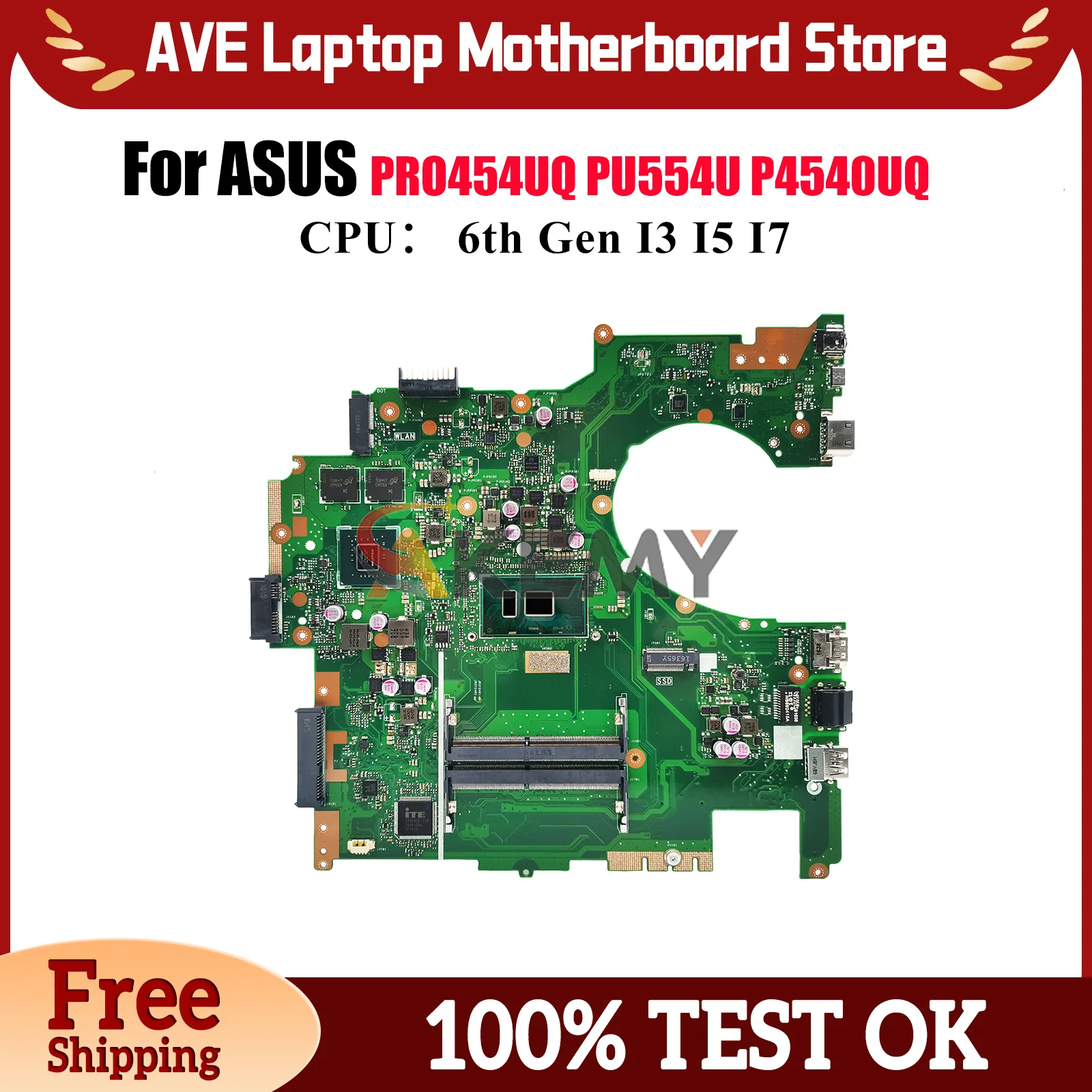 

P4540UQ Материнская плата для ноутбука ASUS ProArt P4540UQ PRO454UQ P4540U PU554U Материнская плата для ноутбука с процессором I3 I5 I7 100% tests OK stk
