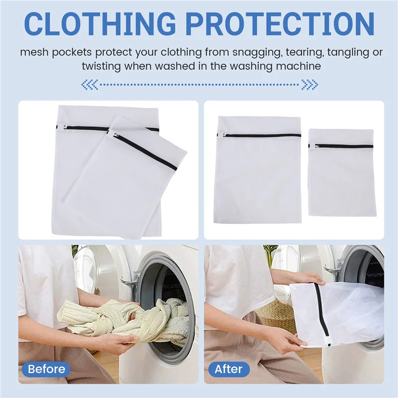 10 sacos de lavanderia para máquina de lavar, sacos de malha com zíper, sacos de lavanderia para blusas, sutiãs, meias (5S + 5L) QUENTE!