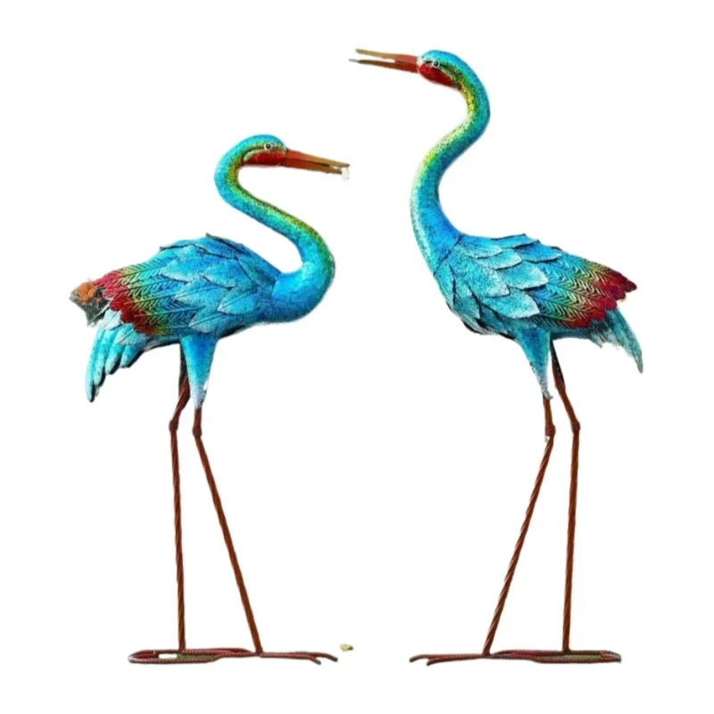 

2-Pack Metal Heron Statues Blue, Large Garden Bird Sculptures for Pond, Lawn & Landscape Decor