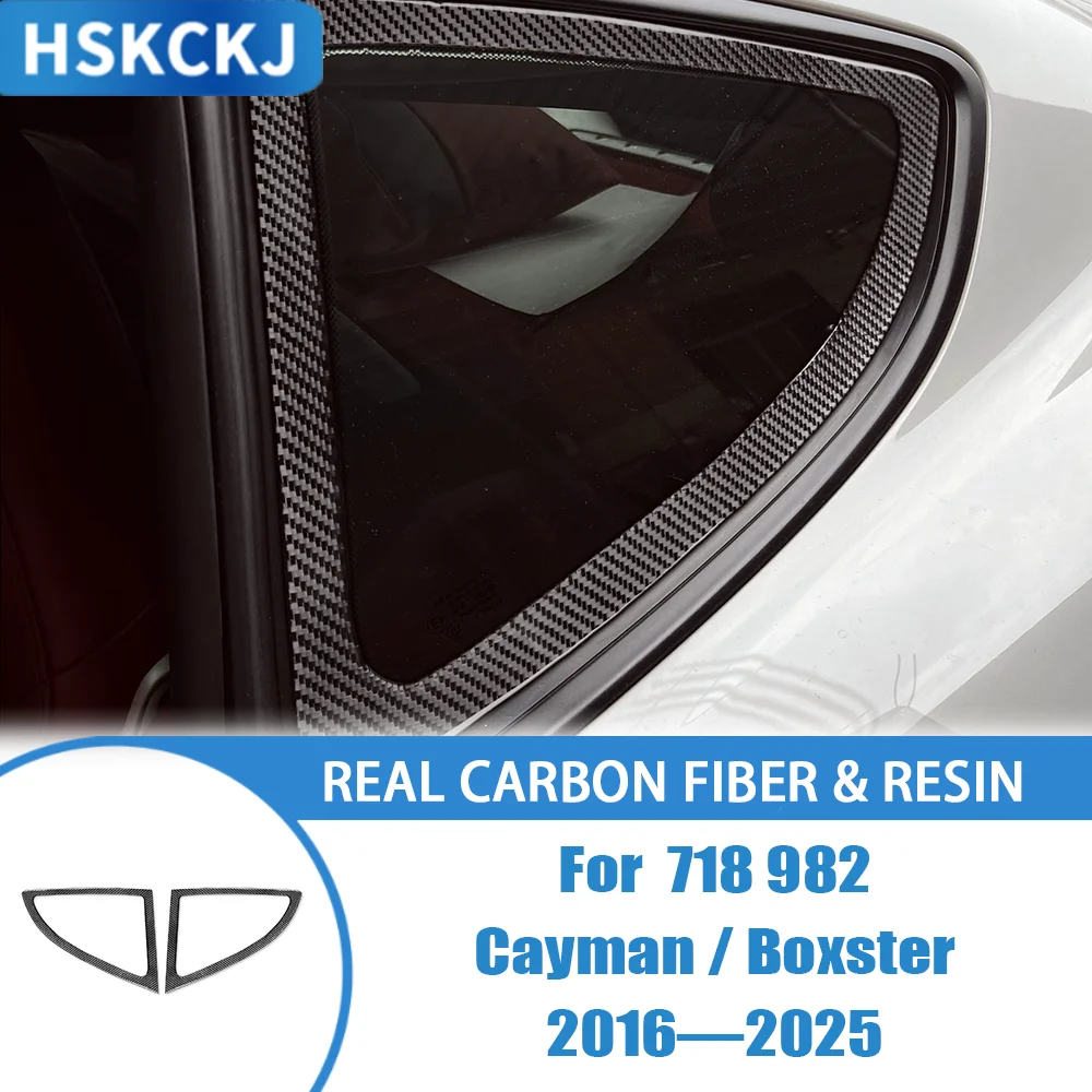 

Carbon Fiber Car Accessories Rear Outer Window EDGE Frame Panel Interior Cover Trim Sticker For Porsche 718 982 Cayman Boxster