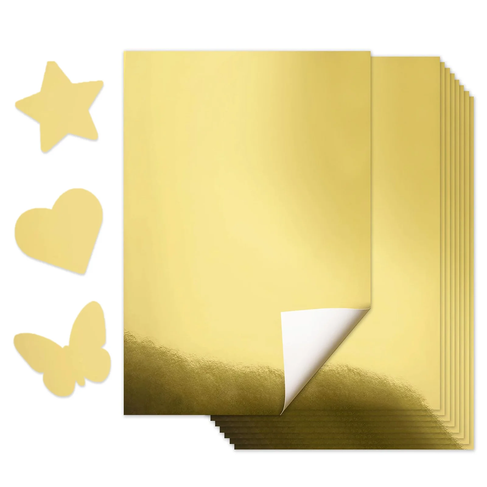 A4 Size 10 Sheets Metallic Gold Card Stock Paper with High Reflective Mirror, Single-Sided Mirror Polished Card Stock, DIY Craft