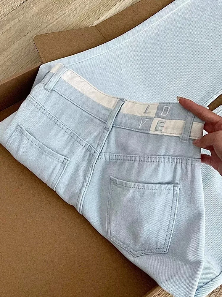 Loose High Waist Straight Leg Jeans Women's Slim Fit Blue Denim Pants Tapered Wide Leg Jeans for Pear aped plus Size