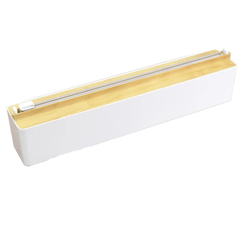 Wall Magnetic Plastic Wrap Dispenser With Sliding Cutter Dual Use Fridge Mount Kitchen Cling Film Storage Organizer Box