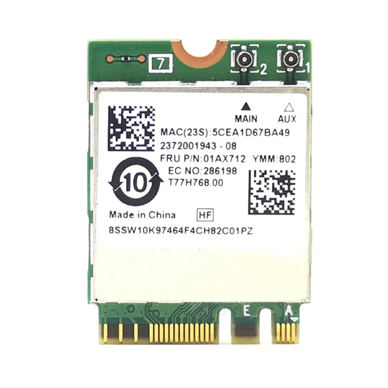 

WIFI CARD RTL8822BE 802.11AC 2.4G/5GHz 1200Mbps WiFi Bluetooth-compatible 4.0 M2-NGFF Wireless Adapter 01AX712 X6HB